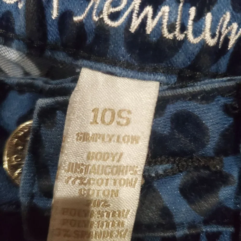 Girls Justice Jeans Size 10S Blue Leopard Print Straight Leg Jeans